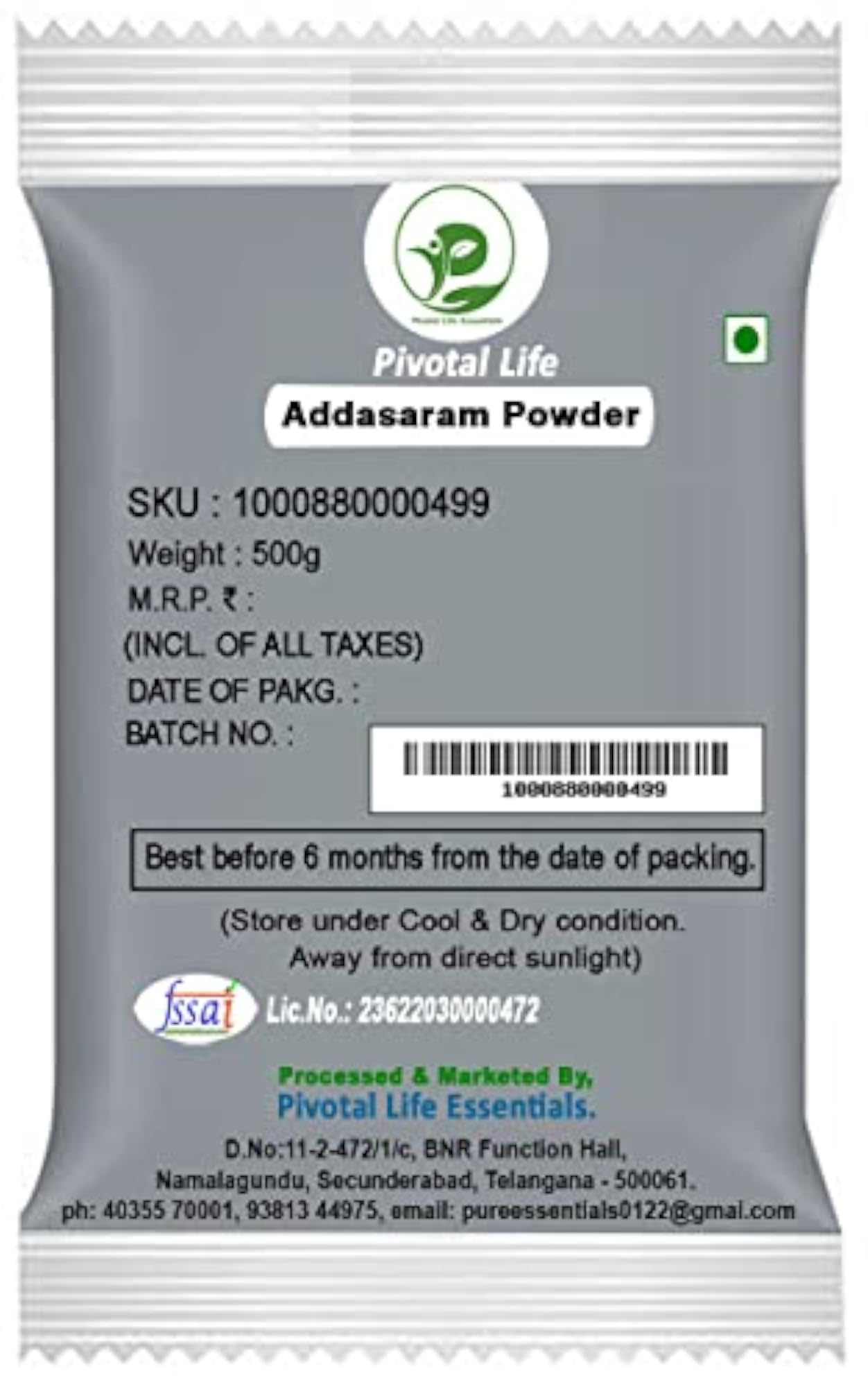 Pivotal Life Addasaram Powder 500g, Adusa, Vasaka Powder