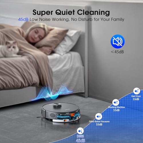 Robot Vacuum and Mop Combo, Robotic Vacuums Cleaner with LiDAR Navigation, Smart Mapping, Strong Suction, with WiFi/App/Alexa/Voice Control, Obstacle Avoidance, for Home, Wood/Hard Floors, Pet Hair - Image 3