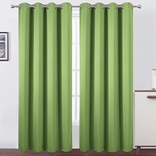 Image of LEMOMO Blackout Curtains 66 x 84 inch /Light Green Curtains Set of 2 Panels /Thermal Insulated Room Darkening Bedroom Curtains
