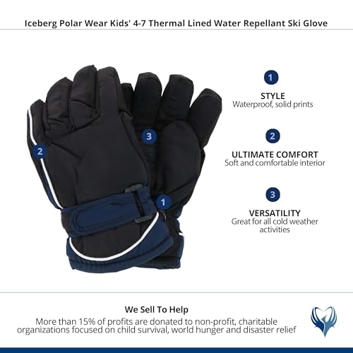 Image of Kids' 4-7 Years Thermal Lined Water Repellant Ski Gloves by Iceberg Polar Wear