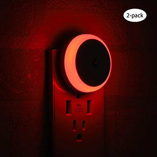 LED Night Light, with Dusk to Dawn Sensor, Diffused Light, Energy Efficient, Red