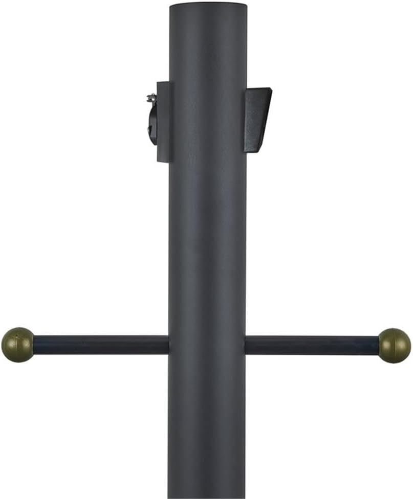 BOWERY HILL Black Stainless Steel Lamp Post, 80 in Height with Outlet, Photo Eye Sensor, Dusk to Dawn Feature, Weather Resistant Outdoor Lighting for Driveway or Porch