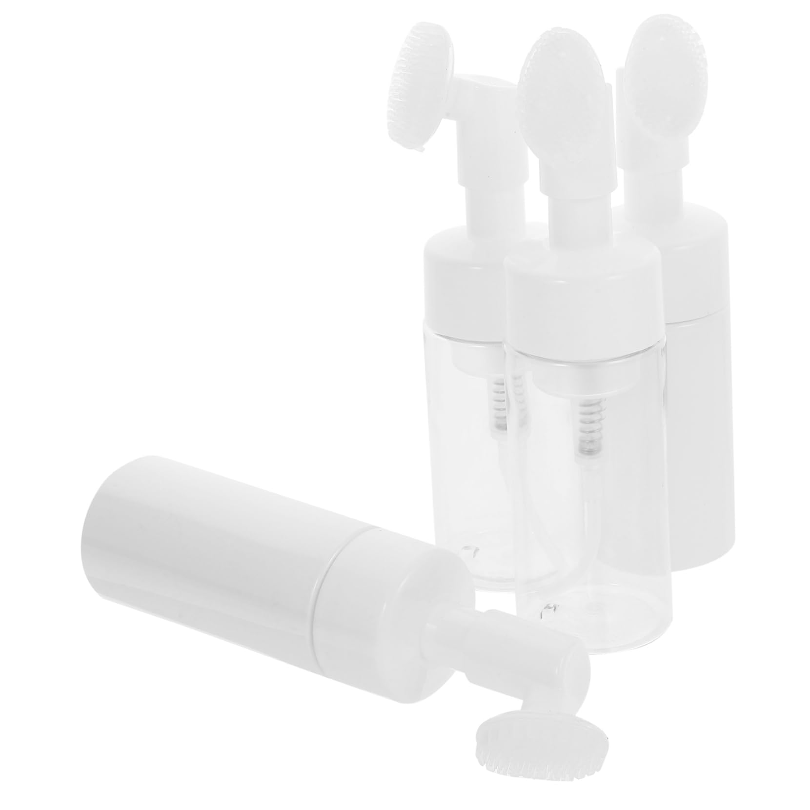 WOFASHPURET 4pcs Facial Cleansing Brush with Empty Bottles and Transparent Dispensers for Gentle Exfoliation and Skin Massage for Daily Skincare Routine