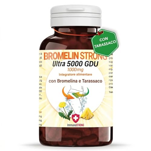 Bromelina Forte Bromelina 5000 Gdu [Purissima Alta concentrazione] Con Tarassaco Fino a 4 mesi di fornitura 120 Compresse - ImmunoSTRONG