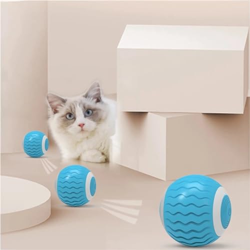 Bola Inteligente Elétrica 360º Para Gato Brinquedo Interativo e Abacate Catnip (Azul Royal)