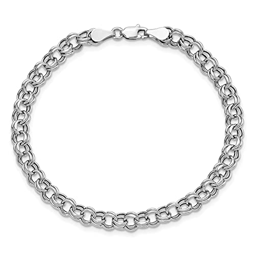 IceCarats 14K Solid White Gold Lite 5mm Double Link Chain Charm Bracelet4