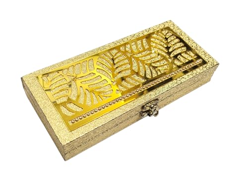 Definite Shugan Money Box with Lock, Currency Notes Storage, 100 Notes Capacity, Gift for Wedding and Birthday (Golden, Pack of 3 Boxes)