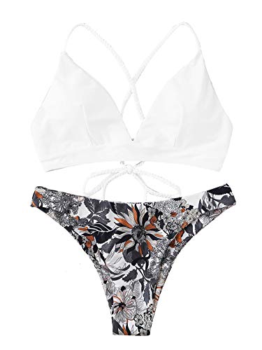 Sweatyrocks women's sexy bathing suit floral print cross back bik…