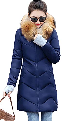 Maison Jardin Nemopter - Abrigo de Invierno para Mujer con Capucha cálida, Abrigo Corto Azul 01 S