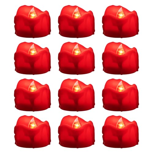 Bougies votives à flamme vacillante rouge avec minuteur intégré pour déco