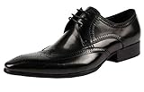  Jsix Zapatos de Vestir para Hombre Con Cordones De Cuero Brogues (43, Negro)
