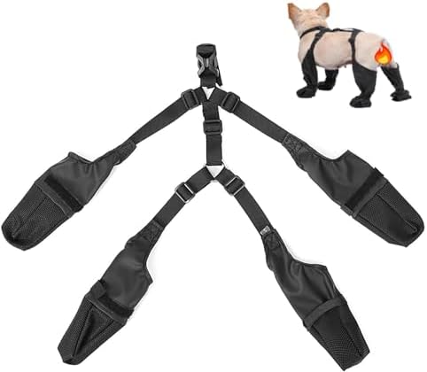 Suspender Boots for Dogs, Dog Paw Boot Leggings, Waterproof Dog Boots Anti-Slip Dog Shoes with Rugged Rubber Sole, Dirty-Proof Dog Booties with Auxiliary Strap for Snow Day Outdoor Walking (Medium)