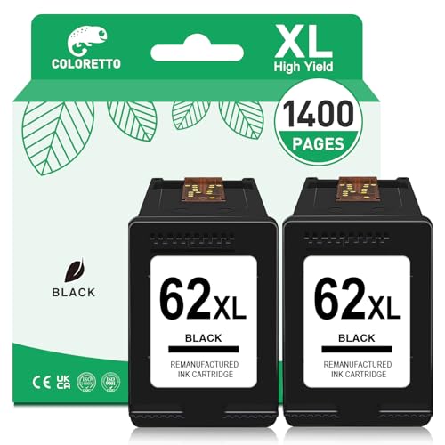 Cartouche HP 62XL noir COLORETTO compatible Envy 5540 5640 8000 lot reconditionné