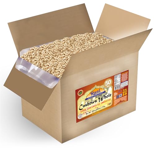 Rani Raw Cashews Whole (uncooked, unsalted) 800oz (50lbs) 23kg Vacuum