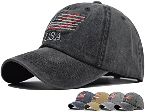 Junong American Flag Hat Independence Day 4th of July Patriotic USA Baseball Cap for Men Women