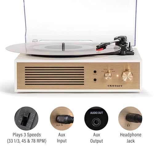 Crosley CR6045A-CR Miles 3-Speed Bluetooth in/Out Record Player Turntable with Built-in Speakers, Crème - Les Beatles, Paul McCartney, John Lennon, RIngo Starr, George Harrison Crosley CR6045A-CR Miles 3-Speed Bluetooth in/Out Record Player Turntable with Built-in Speakers, Crème – Image 3