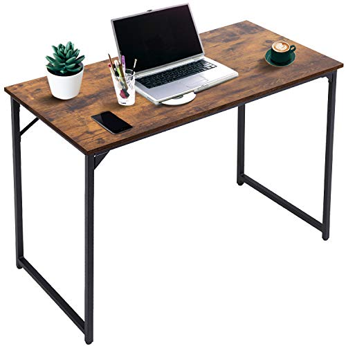 Hcy Computer Desk 47 Writing Desk Home Office Study Workstation Modern Pc Laptop Sturdy Simple Gaming Desk With Metal Frame（Brown） 47X24X29 #TOP21