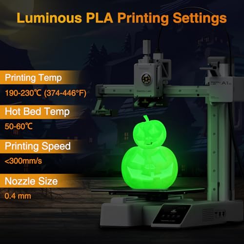 Image of PLA Glow in The Dark Filament Bundle | 4-Pack(1kg per Spool, 4kg Total) | Night Light Fluorescent 3D Printer Filament (Blue, Green, Purple, Teal) 1.75mm Fits FDM 3D Printers & 3D Pens