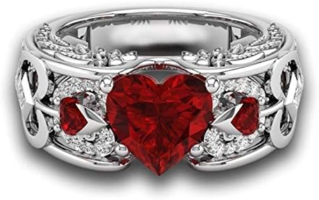 925 Sterling Silver Heart Shaped Ruby Ring Fashion Exquisite Hollow Out Design Hexagonal Red Heart Cut Gemstone Women's Elegant Banquet Jewelry-Making-Patterns - Image 3