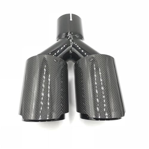 DZSQEGBX Endrohr EIN Stück 89MM Out Universal Car Styling Schwarzlack Auspuffblende Glossy Carbon Fiber Schalldämpferrohr Autozubehör Auto-Auspuffendrohr(60MM IN-89MM Out)