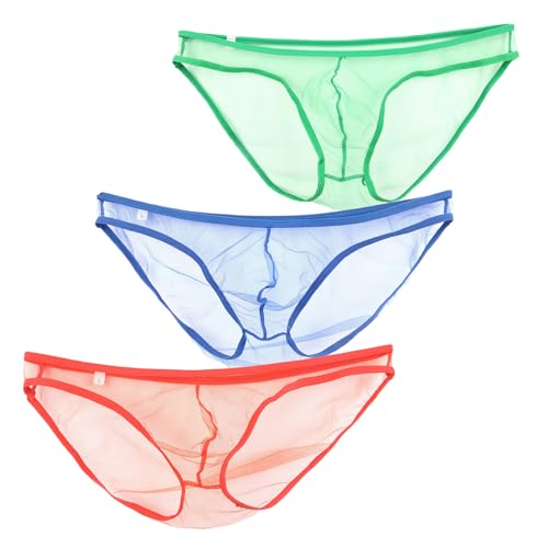 Men's Mesh Sheer Bulge Pouch Bikini Briefs Panties Low Rise See Through Underwear