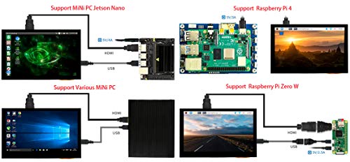 Image of waveshare 4.3inch HDMI LCD 800x480 IPS Capacitive Touch Screen HDMI Interface Support All Version Raspberry Pi 4B /3B+ /3B /2B /Zero /Zero W /Zero WH,Jetson Nano BB Black Banana Pi Windows 10 /8.1 /8 /7