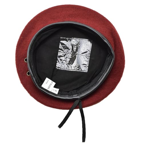 Béret militaire rouge original français pour homme - Béret de la Force Armée en laine légère, Rouge, Taille unique