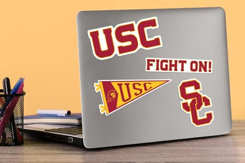 Image of University of Southern California USC 8ct Premium Vinyl Large Sticker Pack for Laptop Water Bottle Tablet Scrapbooking Skateboard Indoor Outdoor Decals
