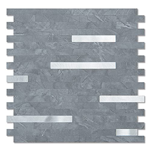Art3D 1-Sheet Peel And Stick Grey Marble Backsplash Tile For Kitchen Bathroom #TOP16