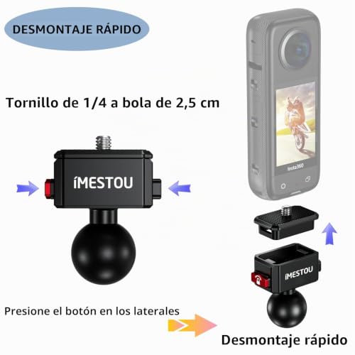 Soporte Insta360 iMESTOU de Alta Resistencia Rótula 25mm 3