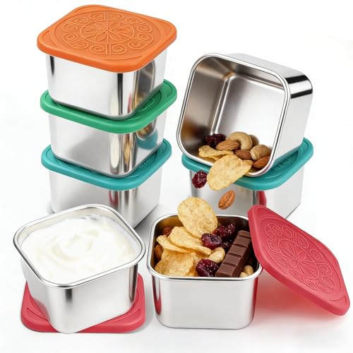 8 Pack 304 Stainless Steel Snack Containers with Lids...