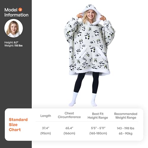 Image of Giggling Getup Wearable Blanket Hoodie for Adults Gifts for Teen Girls Sister Women Sherpa Fleece Printed Hooded Blanket Sweatshirt Warm Cozy with Pocket & Sleeves Grey Panda