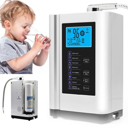 Lbxlhr Ionizador de Agua alcalina Mejorado. Produce Agua con un pH de 3,5 a 10,5, 7 configuraciones de Agua, ORP de hasta  570 mV, 8000 l por Filtro, Limpieza automática y Voz Inteligente(White)