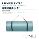 Tone Fitness 1-Inch Thick Yoga Mat | High-Density, Non-slip Exercise Mat with Carrying Strap for Yoga, Pilates, & Home Gym Workouts | Multiple Options - Image 2