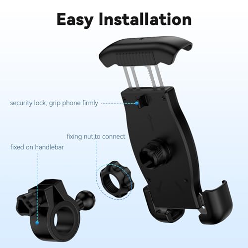 Image of FiveBox 1Pack Bike Bicycle Cell Phone Holder, Biking Cycle Handlebar Smartphone Mount for Ebike, Road Bike, Mountain Bike, Electric Scooter, Motorcycle, Comapatible iPhone, Samsung