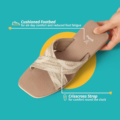 Image of YOHO Flats for Women | Lightweight, Anti-Skid, Cushioned Footbed Flip Flops | Casual & Fashionable for Everyday Use EVA Sandals 002