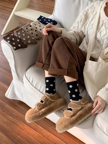 Polka Dots Socks Warm Wool Socks for Women Cozy Thick Crew Winter Sock 6 Pairs High Ankle4
