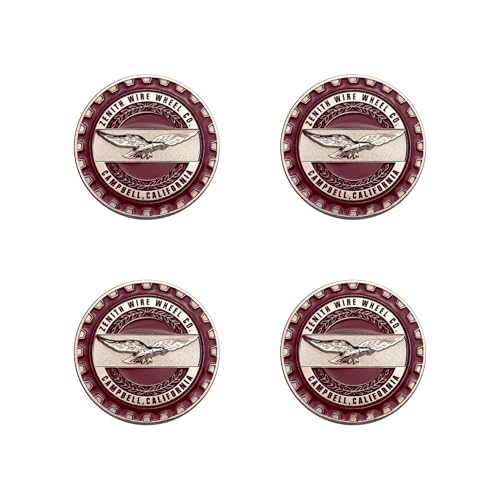 Image of Zenith Chrome & Burgundy Metal Wheel Chip Emblems (Set of 4) | Triple Chrome Plated Solid Metal Wheel Chip Emblems, 2.25 inch | For Lowriders with Cut or Recessed Knock Off Spinner Caps