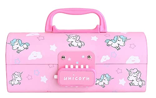 Image of Pencil Cases /Pencil Box with Code Lock Pen Case Kids Pencil case Style Password Lock Pencil Box Case Multi-Layer Pencil Box for Boys Girls (Unicron Pink 1 Pencil Case)