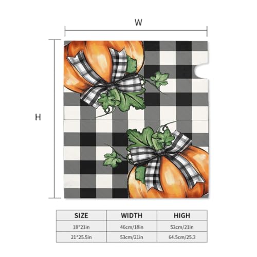 Image of Fall Autumn Magnetic Mailbox Cover Orange Pumpkin Bowknot Buffalo Plaid Checkered Thanksgiving Mailbox Wrap Post Cover Standard Size 21x18 Inch for Garden Yard Outdoor Seasonal Decor