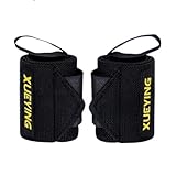 リストラップ 筋トレ 手首 サポーター 中強度トレーニング向け 強力固定 高重量対応 リストバンド 手首保護 ベンチプレス ジム 自宅トレーニング 男女兼用 通気性素材 2枚組 (ブラック)