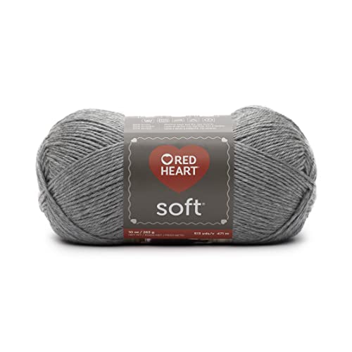 Image of Red Heart Soft Gray Heather Yarn - 3 Pack of 283g /10oz - Acrylic - 4 Medium (Worsted) - 513 Yards - Knitting /Crochet