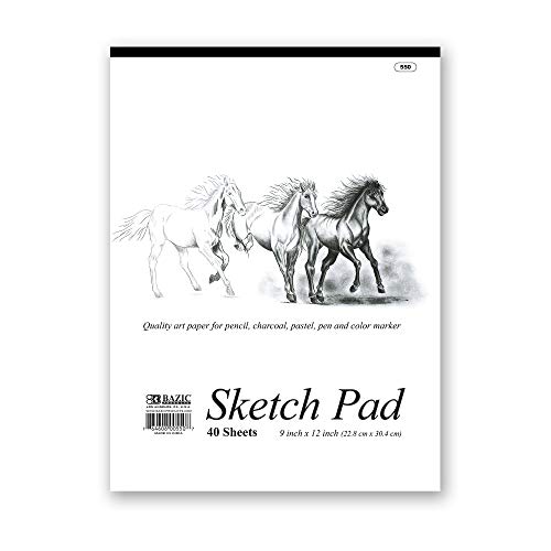 BAZIC Sketch Pad 40 Sheet 9" X 12", White Sketchbook Drawing Pads, Sketching Paper Coloring Book for Artist Beginner Kids Classroom, 1-Pack