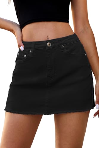 ELLEVEN Low-Waist Raw-Hem Denim Mini