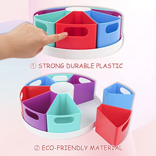 Zeruidm ZERUI001 Rotating Art Supply Organizer Storage Caddy For Kids - 9 Bin Craft Crayon Marker Organizer For School Desk, Lazy Susan Pencil Holder For Classroom Organization, School Supplies thumb #2
