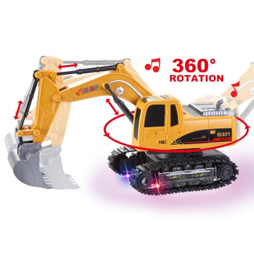 JOYIN 2 PCS Remote Control Construction Vehicle Toy Set, Friction-Powered RC Excavator & RC Dump Truck with Lights and Sounds for Imaginative Play, Birthday Gifts for Boys Girls - image 2