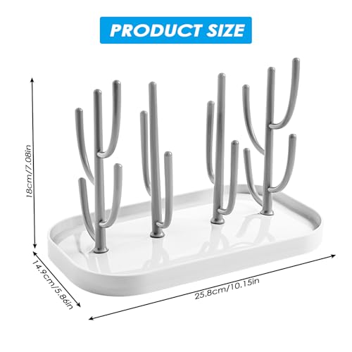Dalephoric Estante para Secar Biberones, Libre de BPA, Escurre Biberones Portabotellas, Estante de Secado de Biberones, Desmontable Bandeja, Ahorra Espacio, para Vasos y Tetinas Accesorios (Gris)