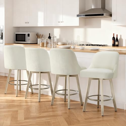 Counter Height Bar Stools Set of 4, Modern Swivel Barstools