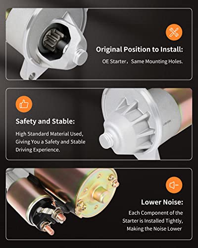 Ocpty Starter Fit For Ford Bronco 1992 1993 1994 1995 1996 5.0L 5.8L Country Squire/Crown Victoria 1990 1991 5.0L E-Series Vans 1992-1996 4.9L 5.0L 5.8L F-Series Pickups 1997 1998 4.2L Mustang #TOP4