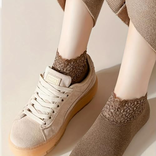 Autumn And Winter Lace Warmer Socks, Women'S Fashion Winter Warm Plush Socks With Lace Trim Home Floor Socks3